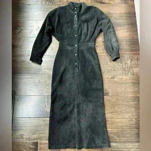 VINTAGE 1980'S BRASS PLUM NORDSTROM ANKLE LENGTH 100% SUEDE‎ DRESS RARE SIZE M